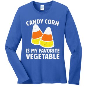 Candy Corn Is My Favorite Vegetable Retro Halloween Gift Ladies Long Sleeve Shirt