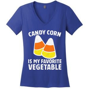 Candy Corn Is My Favorite Vegetable Retro Halloween Gift Women's V-Neck T-Shirt