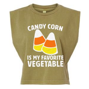 Candy Corn Is My Favorite Vegetable Retro Halloween Gift Garment-Dyed Women's Muscle Tee