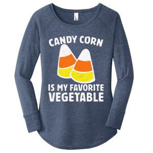 Candy Corn Is My Favorite Vegetable Retro Halloween Gift Women's Perfect Tri Tunic Long Sleeve Shirt