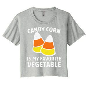 Candy Corn Is My Favorite Vegetable Retro Halloween Gift Women's Crop Top Tee