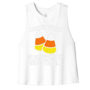 Candy Corn Is My Favorite Vegetable Retro Halloween Gift Women's Racerback Cropped Tank