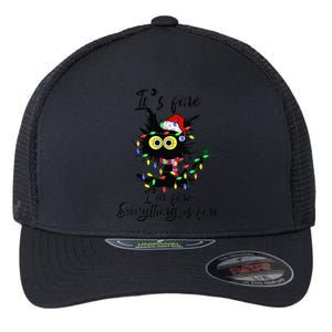 Cat Christmas ItS Fine IM Fine Everything Is Fine Flexfit Unipanel Trucker Cap