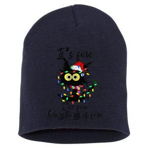 Cat Christmas ItS Fine IM Fine Everything Is Fine Short Acrylic Beanie