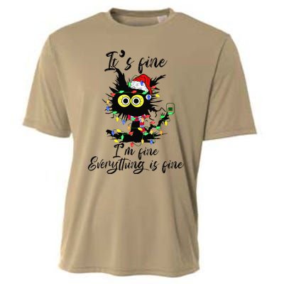 Cat Christmas ItS Fine IM Fine Everything Is Fine Cooling Performance Crew T-Shirt