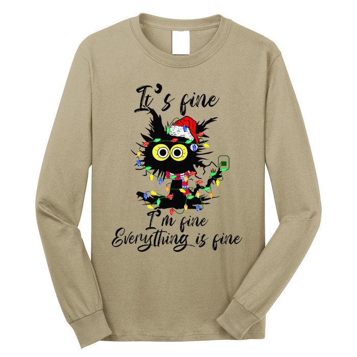 Cat Christmas ItS Fine IM Fine Everything Is Fine Long Sleeve Shirt