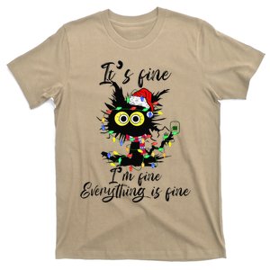 Cat Christmas ItS Fine IM Fine Everything Is Fine T-Shirt