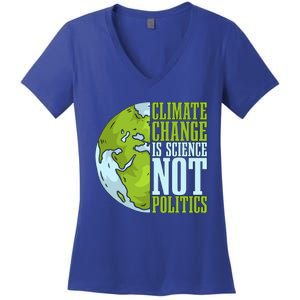 Climate Change Is Science Not Loves Awareness Climate Change Gift Women's V-Neck T-Shirt