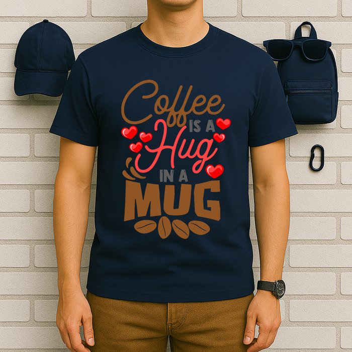 Cute Coffee Is A Hug In Mug Cafe Saying Java Lover T-Shirt
