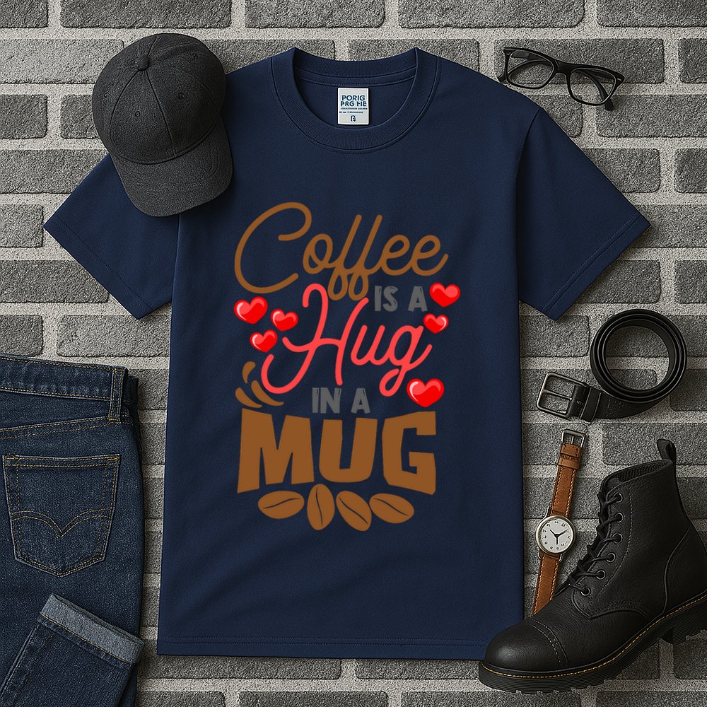 Cute Coffee Is A Hug In Mug Cafe Saying Java Lover Tall T-Shirt