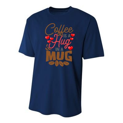 Cute Coffee Is A Hug In Mug Cafe Saying Java Lover Youth Performance Sprint T-Shirt