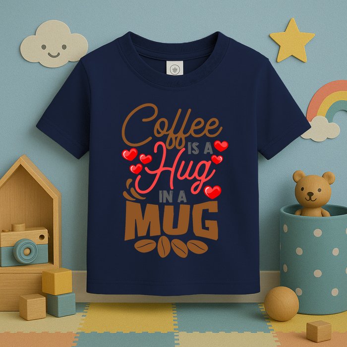 Cute Coffee Is A Hug In Mug Cafe Saying Java Lover Toddler T-Shirt