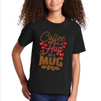 Cute Coffee Is A Hug In Mug Cafe Saying Java Lover Kids T-Shirt