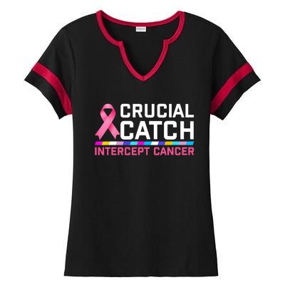 Crucial Catch Intercept Cancer Ladies Halftime Notch Neck Tee