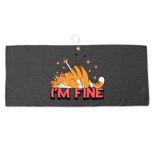 Cute Cat I Am Fine Design Funny Gift Large Microfiber Waffle Golf Towel