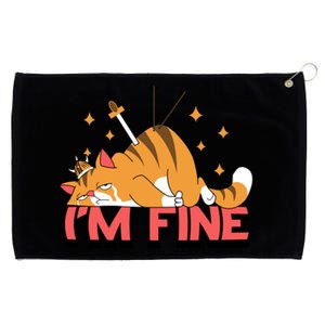 Cute Cat I Am Fine Design Funny Gift Grommeted Golf Towel