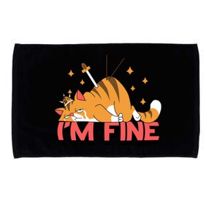 Cute Cat I Am Fine Design Funny Gift Microfiber Hand Towel