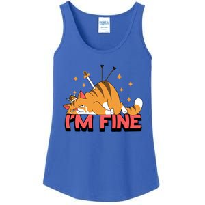 Cute Cat I Am Fine Design Funny Gift Ladies Essential Tank