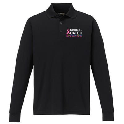 Crucial Catch Intercept Cancer Breast Breast Cancer Awareness Performance Long Sleeve Polo