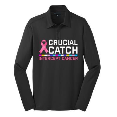 Crucial Catch Intercept Cancer Breast Breast Cancer Awareness Silk Touch Performance Long Sleeve Polo