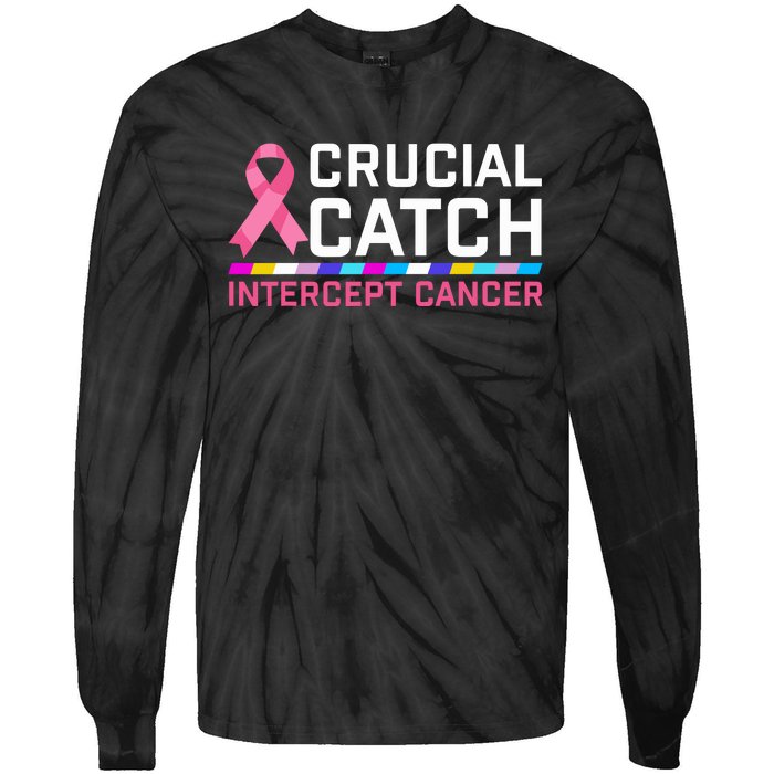 Crucial Catch Intercept Cancer Breast Breast Cancer Awareness Tie-Dye Long Sleeve Shirt