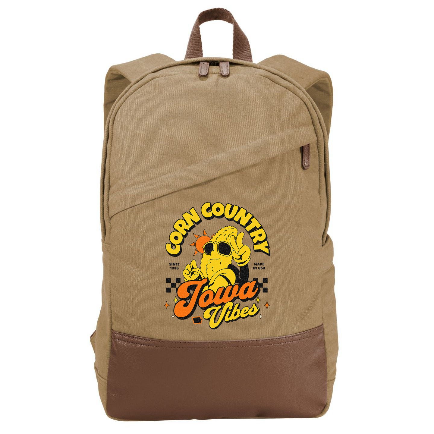 Corn Country Iowa Vibes Since 1846 Farming Corn Iowa Cotton Canvas Backpack