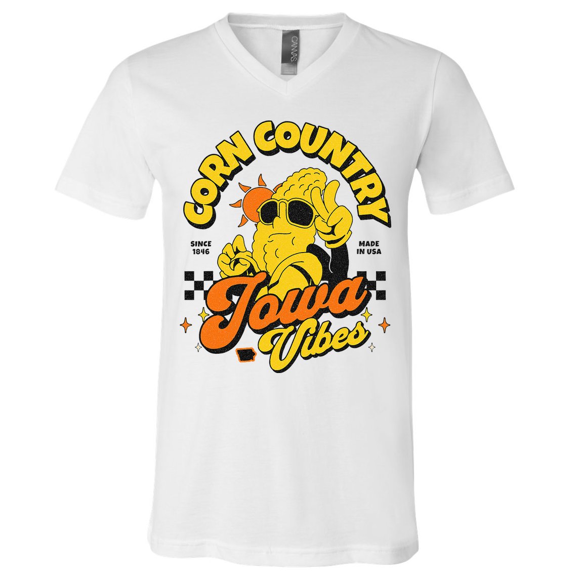 Corn Country Iowa Vibes Since 1846 Farming Corn Iowa V-Neck T-Shirt