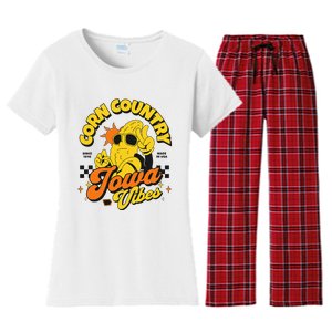 Corn Country Iowa Vibes Since 1846 Farming Corn Iowa Women's Flannel Pajama Set