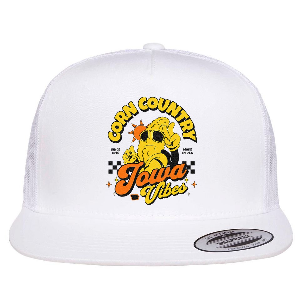 Corn Country Iowa Vibes Since 1846 Farming Corn Iowa Flat Bill Trucker Hat