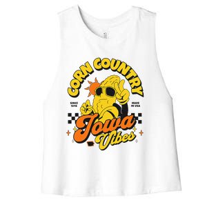 Corn Country Iowa Vibes Since 1846 Farming Corn Iowa Women's Racerback Cropped Tank