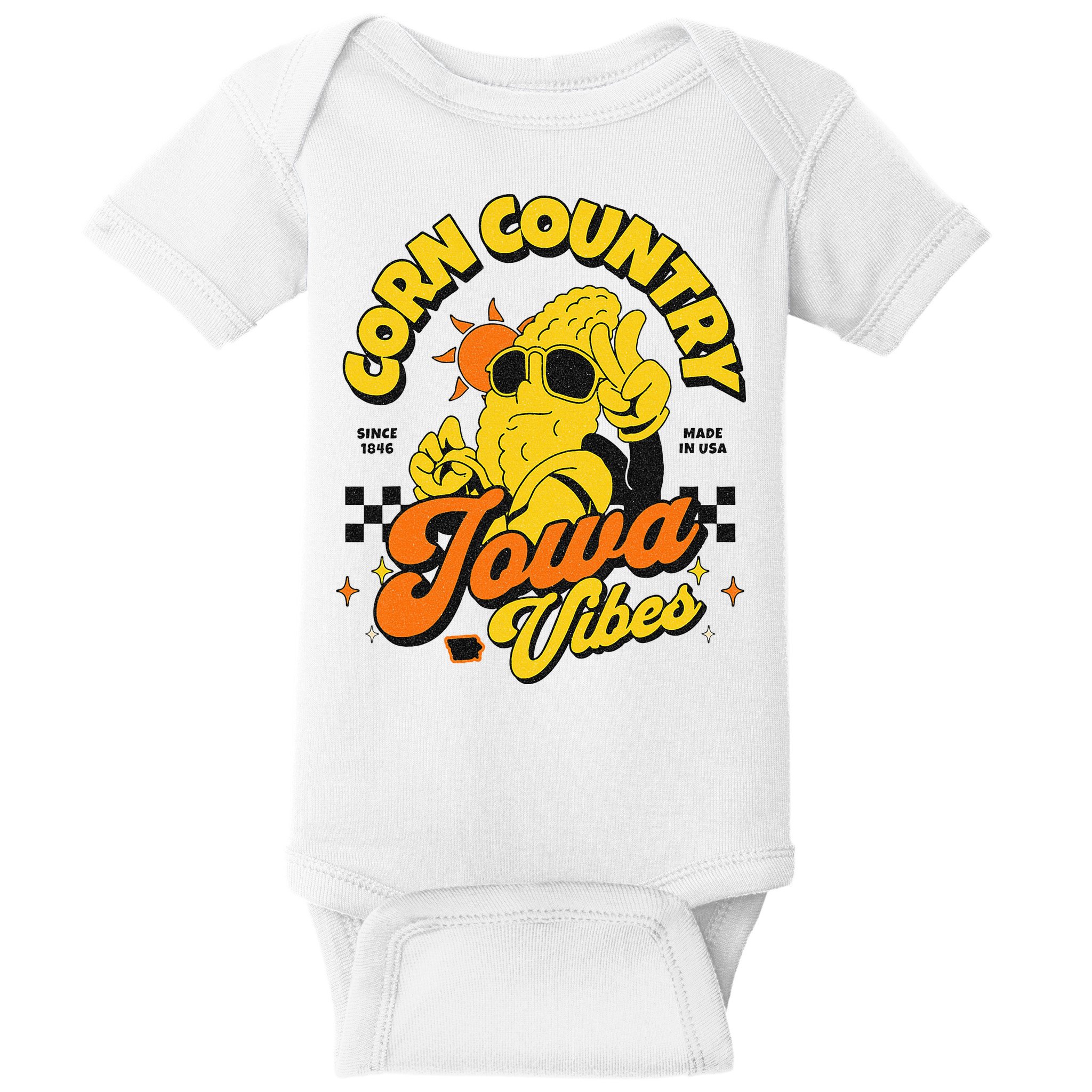 Corn Country Iowa Vibes Since 1846 Farming Corn Iowa Baby Bodysuit