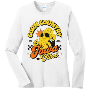 Corn Country Iowa Vibes Since 1846 Farming Corn Iowa Ladies Long Sleeve Shirt