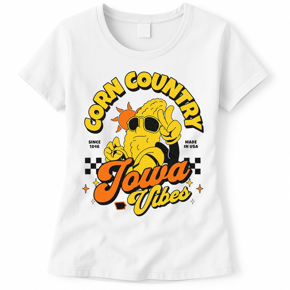 Corn Country Iowa Vibes Since 1846 Farming Corn Iowa Womens T-Shirt