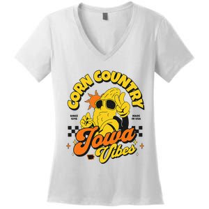 Corn Country Iowa Vibes Since 1846 Farming Corn Iowa Women's V-Neck T-Shirt