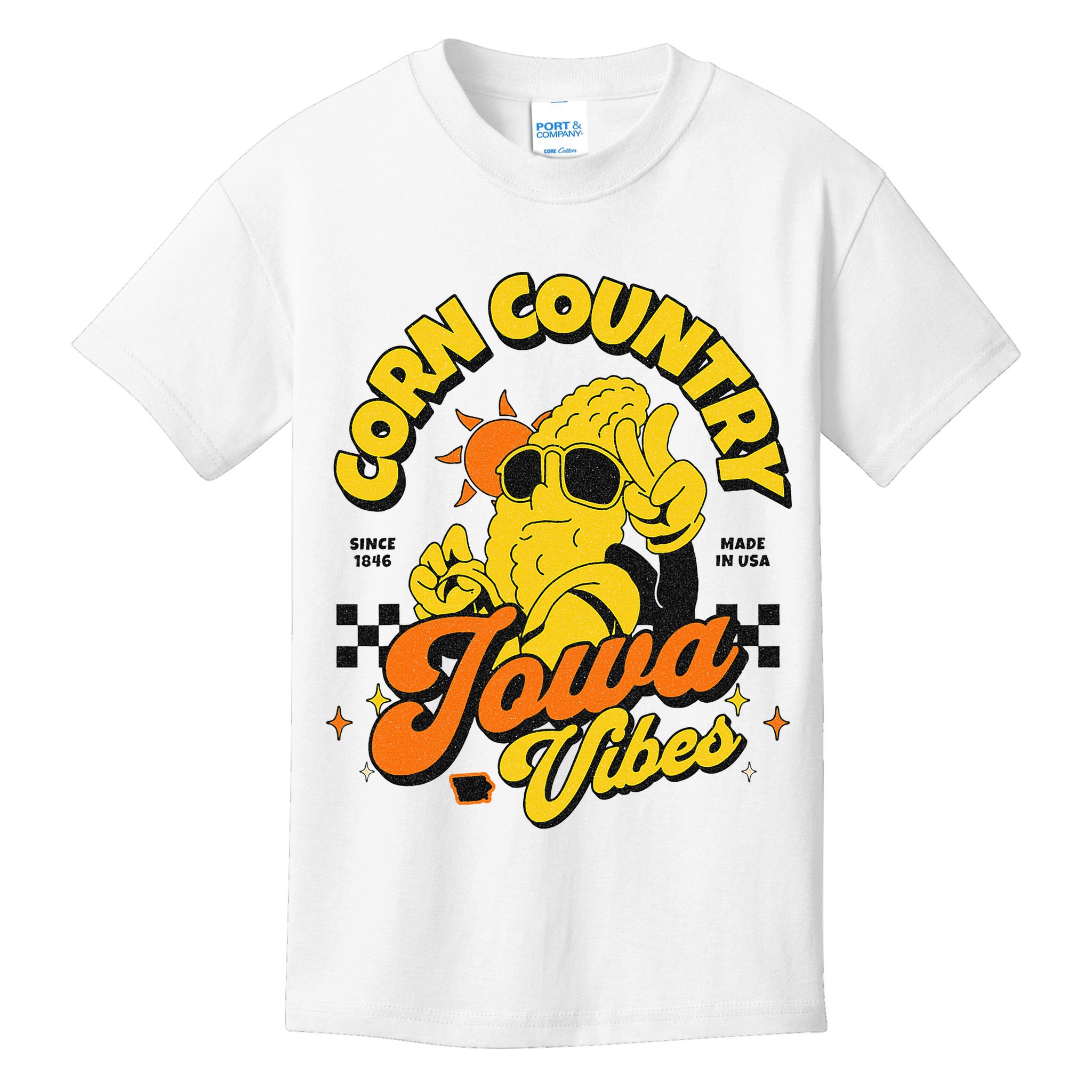Corn Country Iowa Vibes Since 1846 Farming Corn Iowa Kids T-Shirt