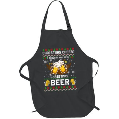 Christmas Cheer I Thought You Said Christmas Beer Xmas UGLY TShirt Full-Length Apron With Pockets