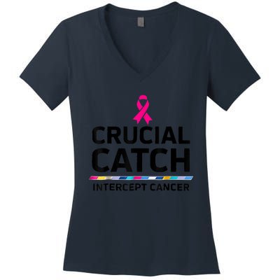 Crucial Catch Intercept Cancer Women's V-Neck T-Shirt