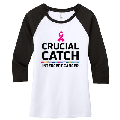 Crucial Catch Intercept Cancer Women's Tri-Blend 3/4-Sleeve Raglan Shirt