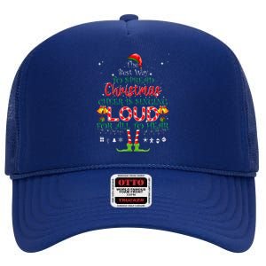 Christmas Cheer Is Singing Loud For All To Hear Santa Elf High Crown Mesh Back Trucker Hat