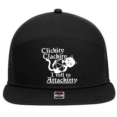 Clickity Clackity I Roll To Attackkitty Clickity Clackity Game Dice 7 Panel Mesh Trucker Snapback Hat