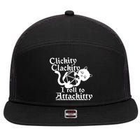 Clickity Clackity I Roll To Attackkitty Clickity Clackity Game Dice 7 Panel Mesh Trucker Snapback Hat