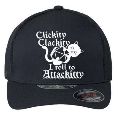 Clickity Clackity I Roll To Attackkitty Clickity Clackity Game Dice Flexfit Unipanel Trucker Cap