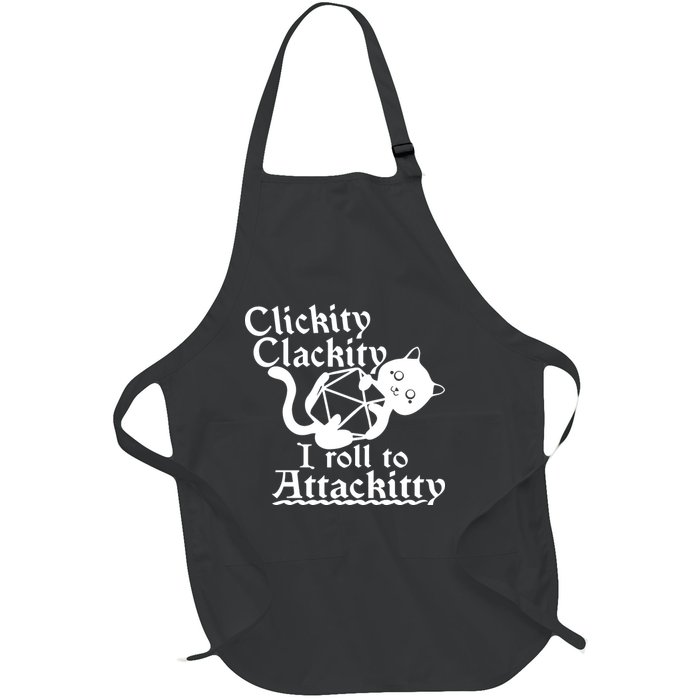 Clickity Clackity I Roll To Attackkitty Clickity Clackity Game Dice Full-Length Apron With Pockets