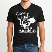 Clickity Clackity I Roll To Attackkitty Clickity Clackity Game Dice V-Neck T-Shirt