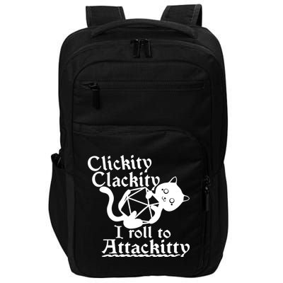 Clickity Clackity I Roll To Attackkitty Clickity Clackity Game Dice Impact Tech Backpack