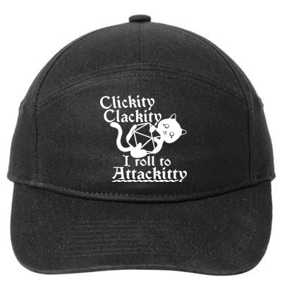 Clickity Clackity I Roll To Attackkitty Clickity Clackity Game Dice 7-Panel Snapback Hat