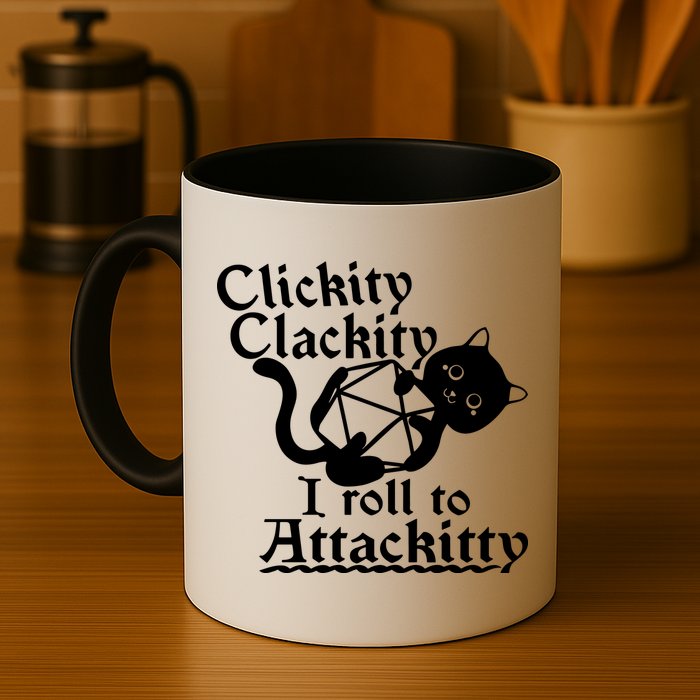 Clickity Clackity I Roll To Attackkitty Clickity Clackity Game Dice Mug