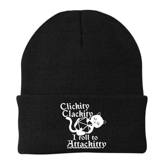Clickity Clackity I Roll To Attackkitty Clickity Clackity Game Dice Knit Cap Winter Beanie