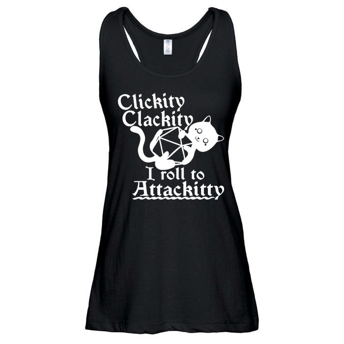 Clickity Clackity I Roll To Attackkitty Clickity Clackity Game Dice Ladies Essential Flowy Tank