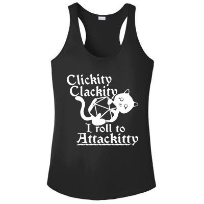 Clickity Clackity I Roll To Attackkitty Clickity Clackity Game Dice Ladies PosiCharge Competitor Racerback Tank